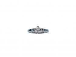 Engagement Ring - Platinum Ocean Diamond princess cut with sapphires and aquamarines