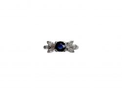 Engagement Ring - Platinum Sapphire & Marquise diamonds