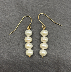 Cornish Jewellery pearl earrings on slate background