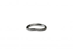 9ct White Gold Wedding Ring Curved with Grain set diamonds on a white background